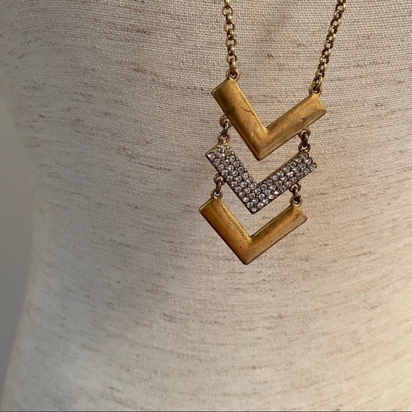 J. Crew brass rhinestone arrow pendant necklace - Picture 3 of 7
